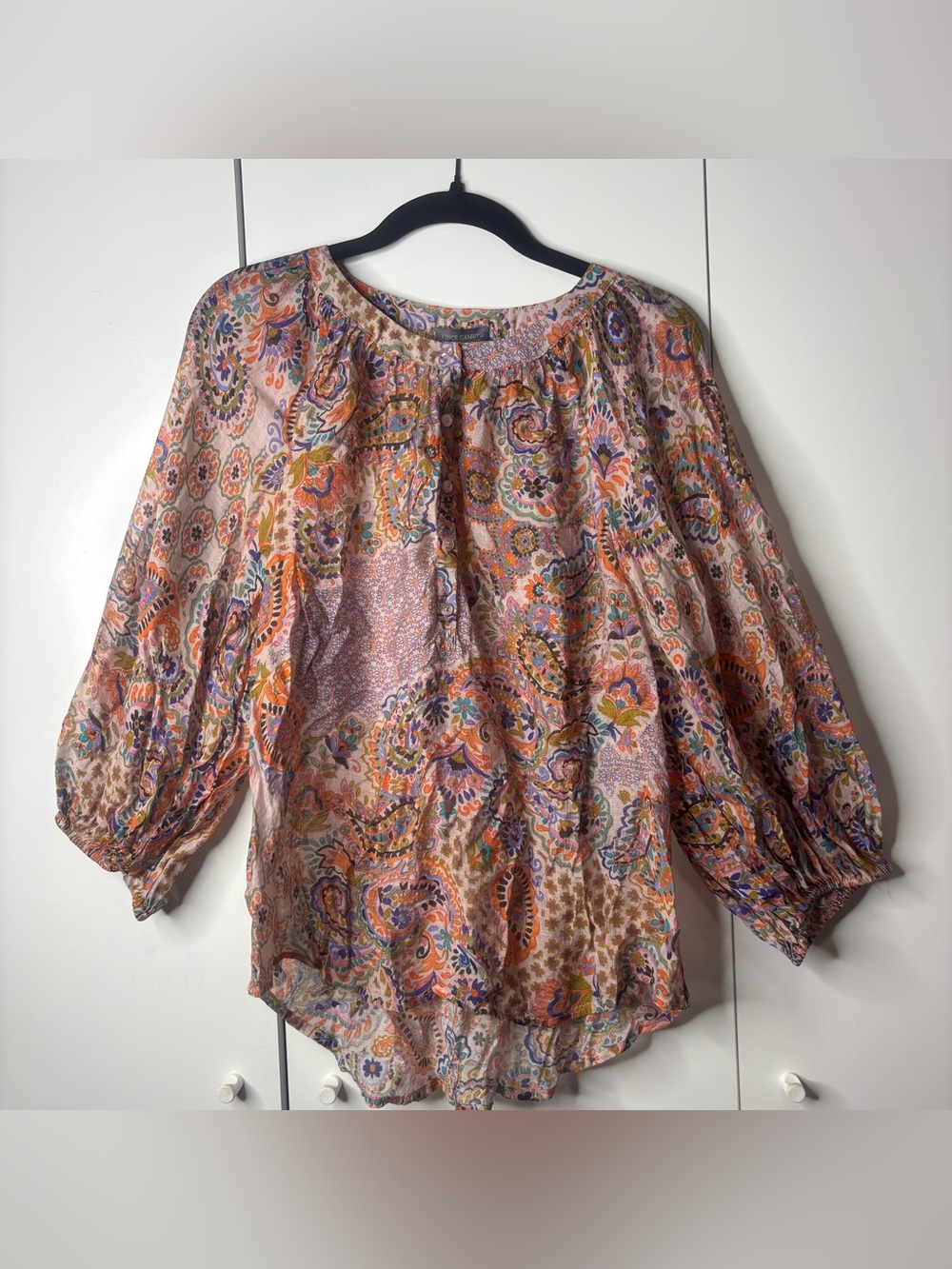 Vince Camuto Pink Multi Paisley Peasant Tunic